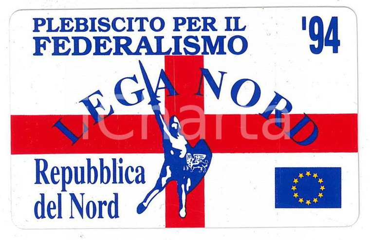 1994 LEGA NORD Plebiscito per il federalismo - Tessera socio ordinario militante