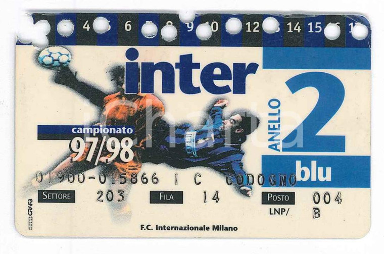 1997/1998 MILANO Stadio San Siro INTER Tessera del tifoso - Anello 2 blu (2)