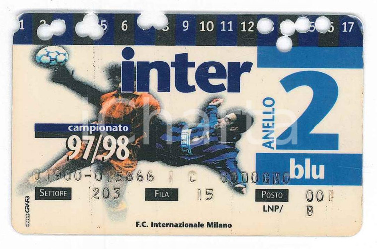 1997/1998 MILANO Stadio San Siro INTER Tessera del tifoso - Anello 2 blu (1)