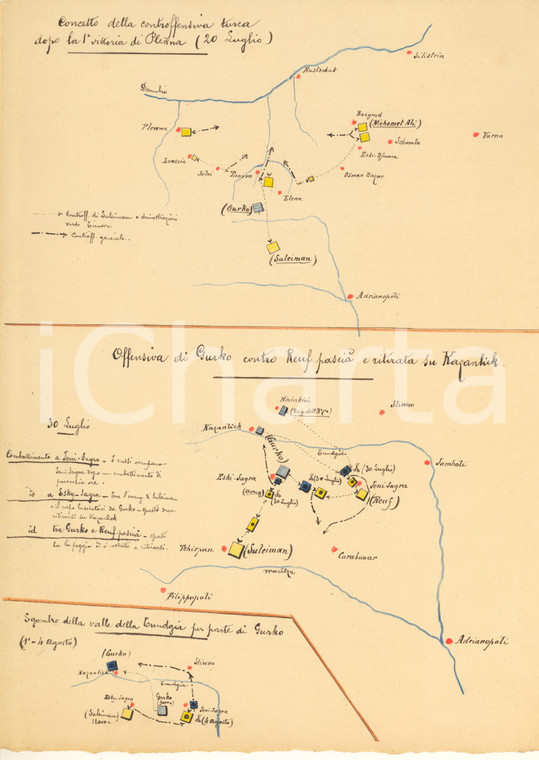 1893 SCUOLA DI GUERRA Guerra russo-turca - Controffensiva turca a PLEVEN *Mappa