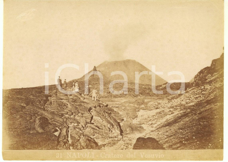 1890 ca NAPOLI - Cratere del Vesuvio *Foto Achille MAURI n°31 ANIMATA 15x10 cm