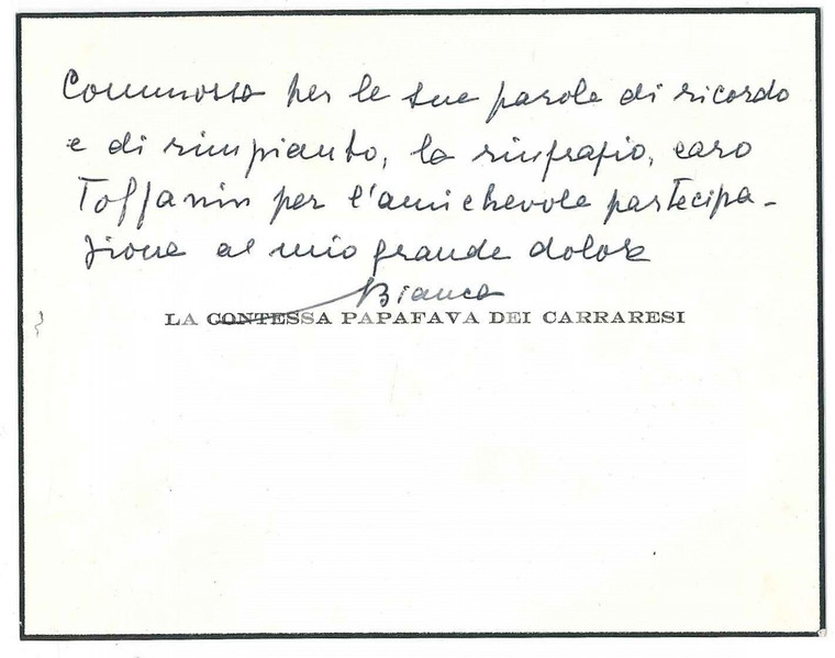 1970 ca Contessa Bianca PAPAFAVA EMO CAPODILISTA *Biglietto da visita AUTOGRAFO