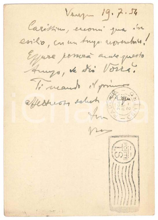 1954 VENEZIA Cartolina Vincenzo MANZINI a un amico - Autografo