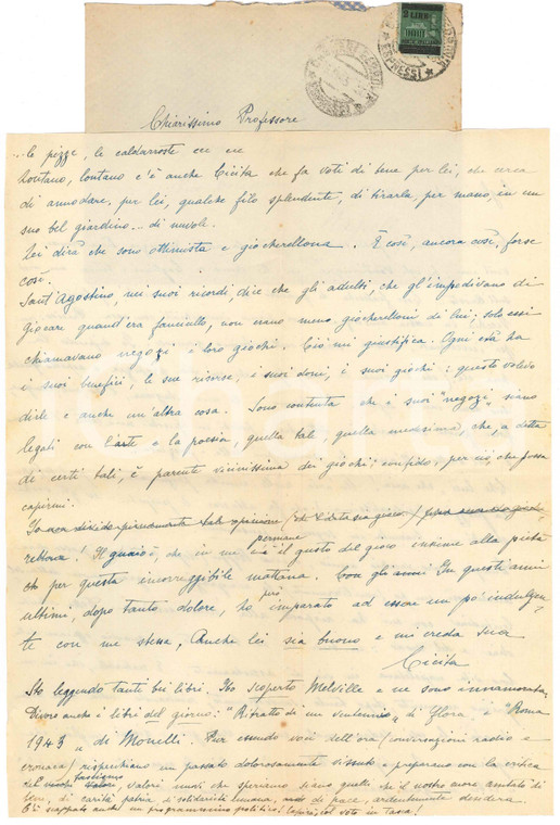 1945 CAGLIARI Francesca MUNDULA - Lettera a un amico *Autografo