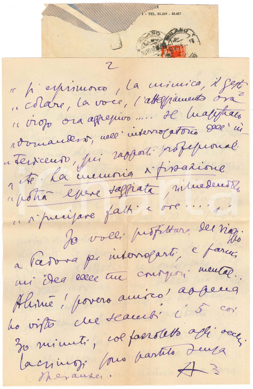 1946 MILANO Aurelio CANDIAN - Lettera a un collega e amico ^Autografo