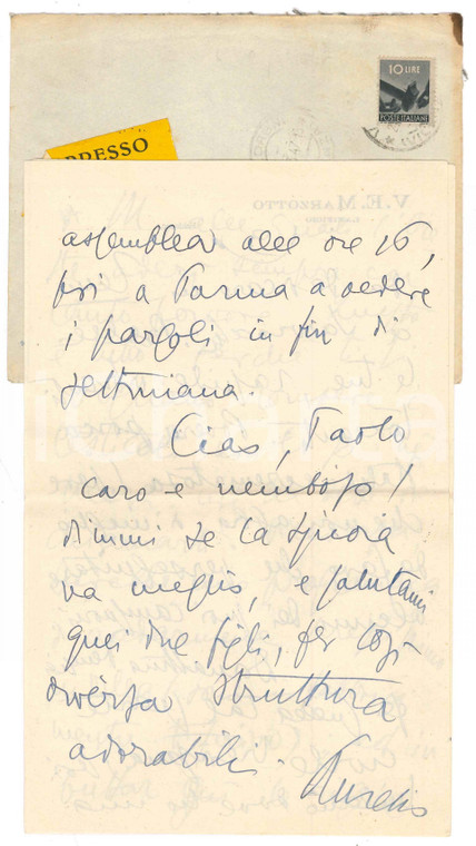 1946 VALDAGNO Aurelio CANDIAN - Lettera a un amico assente ^Autografo