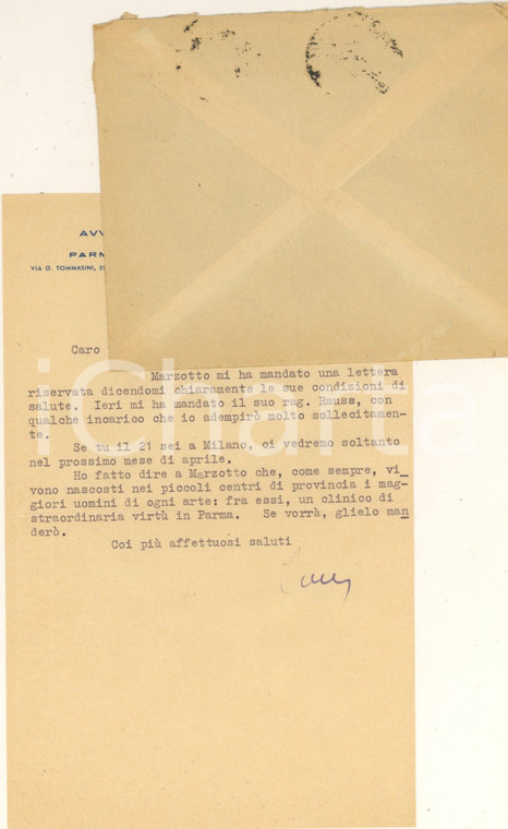 1947 PARMA Lettera Aurelio CANDIAN - Rapporti con Marzotto - Autografo