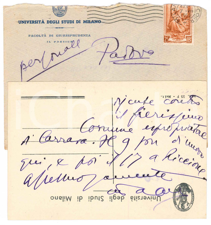 1952 MILANO Cartolina Aurelio CANDIAN in partenza - Autografo