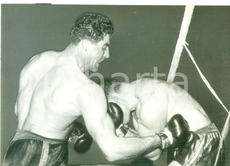 1956 BOLOGNA PUGILATO - Una fase dell'incontro Franco CAVICCHI - Maurice MOLS