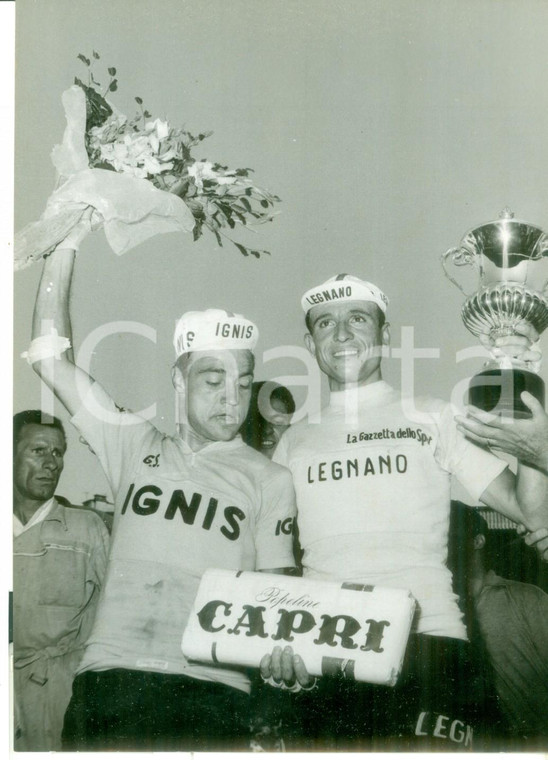 1958 CICLISMO 41° GIRO D'ITALIA Ercole BALDINI vincitore con Miguel POBLET