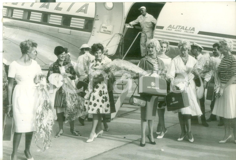1959 PALERMO MISS EUROPA - Arrivo delle Miss su volo ALITALIA  - Foto 18x13 cm