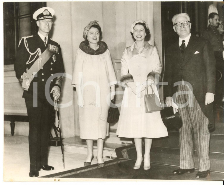 1958 LONDON Buckingham Palace - ELIZABETH II with Giovanni GRONCHI and his wife