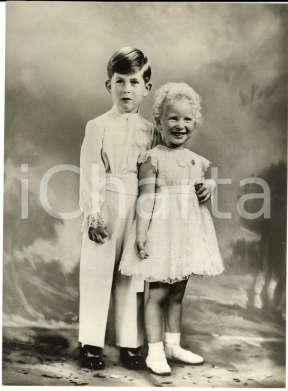 1953 LONDON Portrait of Charles duke of CORNWALL with princess ANNE *Photo 15x20