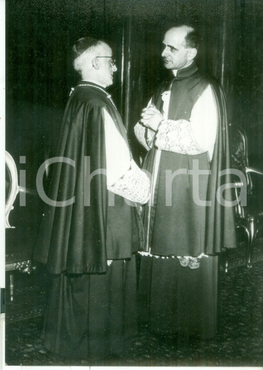 1954 ROMA Mons. Giovanni MONTINI con il cardinale Valerio VALERI *Foto 13x18 cm