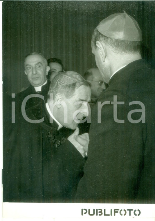 1955 ROMA TERMINI Saluti di mons. Giovanni MONTINI in partenza per Milano - Foto