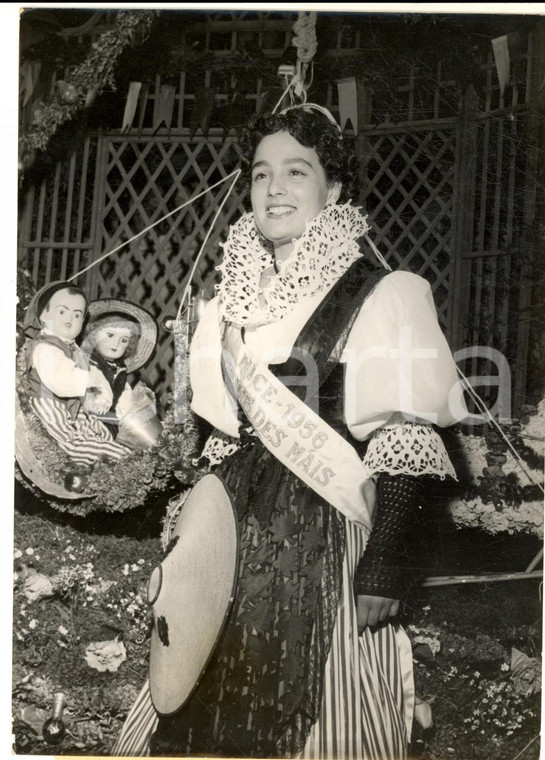 1956 NICE Maryse BOTTAU élue nouvelle "Reine des Mais"- Photo 13x18 cm