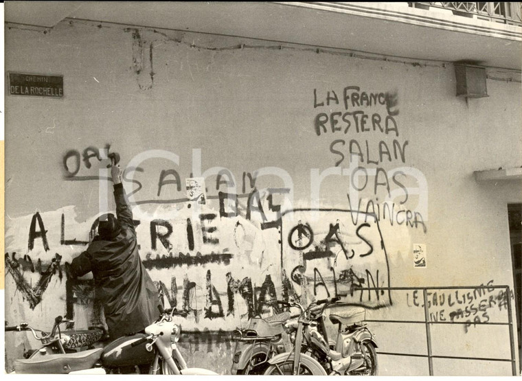 1962 ALGER Cancellazione scritte sui muri a favore dell'OAS - Foto 18x13 cm