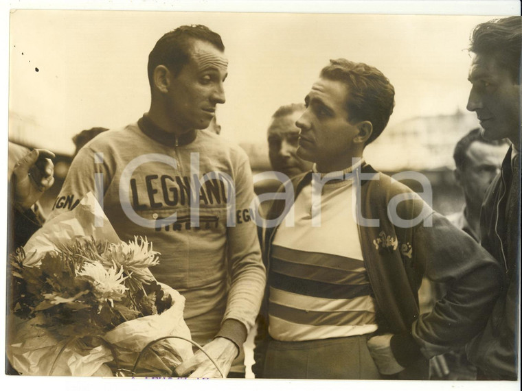 1957 GRAND PRIX DES NATIONS Ciclismo - Jacques ANQUETIL con Ercole BALDINI *Foto