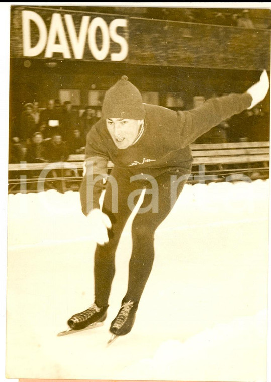 1954 DAVOS Pattinaggio di velocità - Hroar ELVENES vincitore 5000 m - Foto 11x15