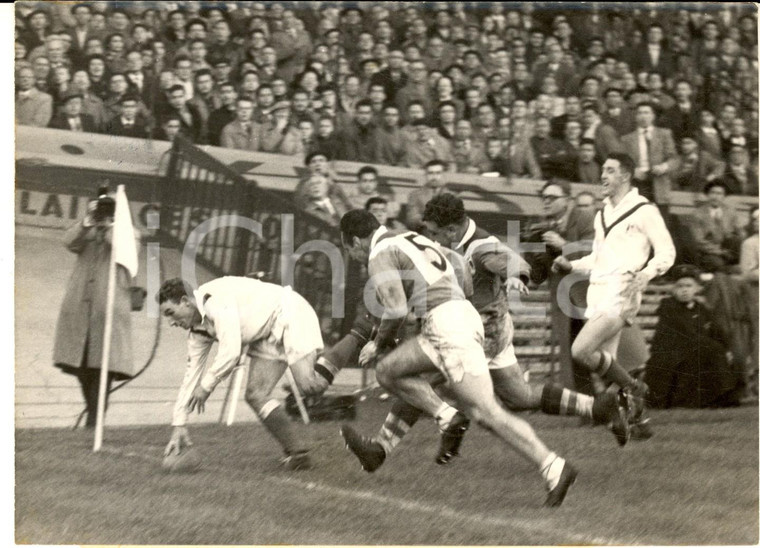 1954 PARIS Coppa del Mondo RUGBY Francia - Gran Bretagna - Foto 18x13 cm