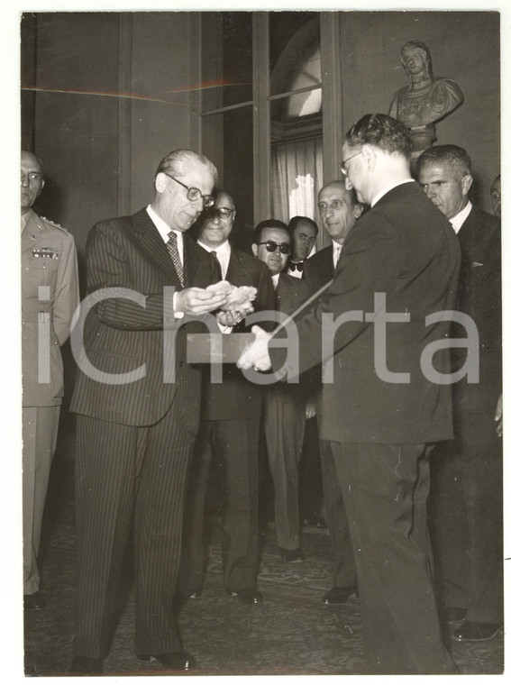 1955 ROMA Quirinale - Giovanni GRONCHI riceve auguri per onomastico *Danneggiata