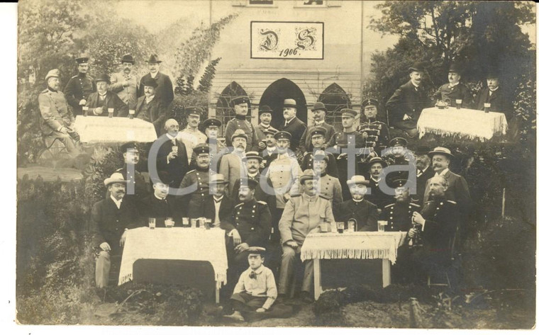 1906 GERMANY Ufficiali a un raduno - Foto cartolina fotomontaggio CURIOSA