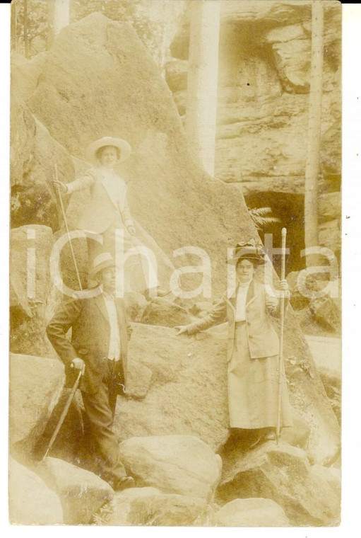 1912 FALKENBERG (D) Tre escursionisti in scalata - Foto cartolina VINTAGE