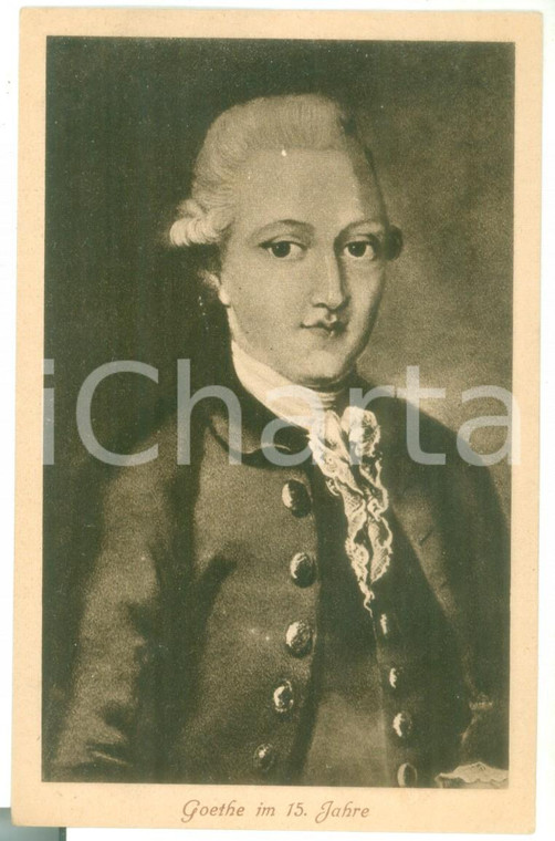 1910 ca ARTE Ritratto del poeta Johann Wolfgang GOETHE a 15 anni *Cartolina 