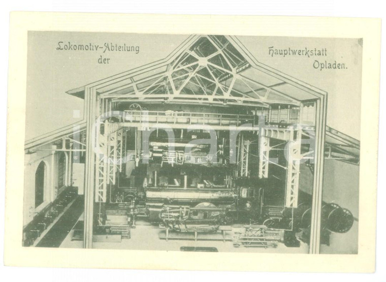 1910 ca OPLADEN Interno di una fabbrica di locomotive *Cartolina vintage 