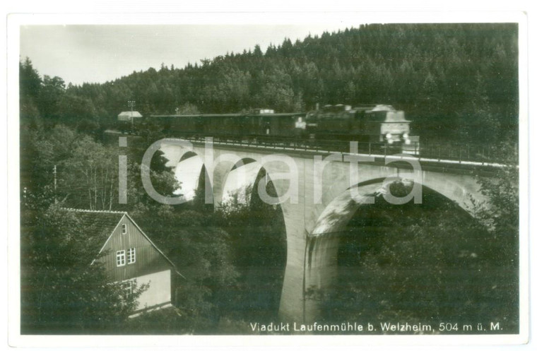 1920 ca VIADOTTO DI WELZHEIM - Transito del treno *Cartolina vintage animata