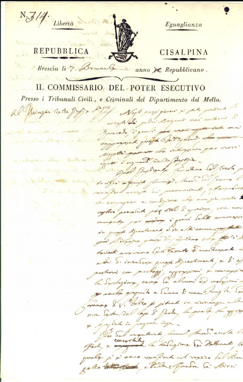 1801 REPUBBLICA CISALPINA BRESCIA Arresto e processo di un gruppo di briganti