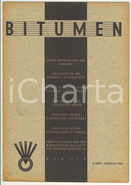 1936 BERLIN BITUMEN Schutzüberzüge für Stahlrohre - Rivista anno 6 n° 2 - 24 pp.