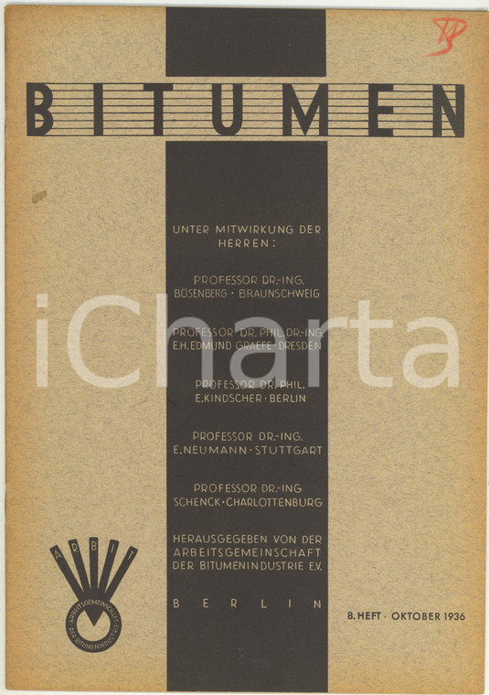 1936 BITUMEN Verfahren zur Untersuchung von Proben bituminöser - Anno 6 n° 8