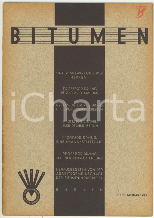 1935 BERLIN BITUMEN Strassen mit Bitumenemulsion - Rivista anno 5 n° 1 - 24 pp.