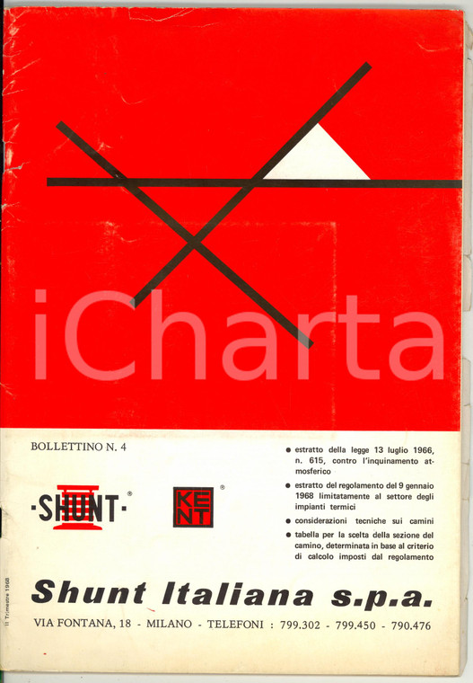 1968 MILANO Shunt Italiana SpA - Legge contro l'inquinamento - Bollettino n° 4