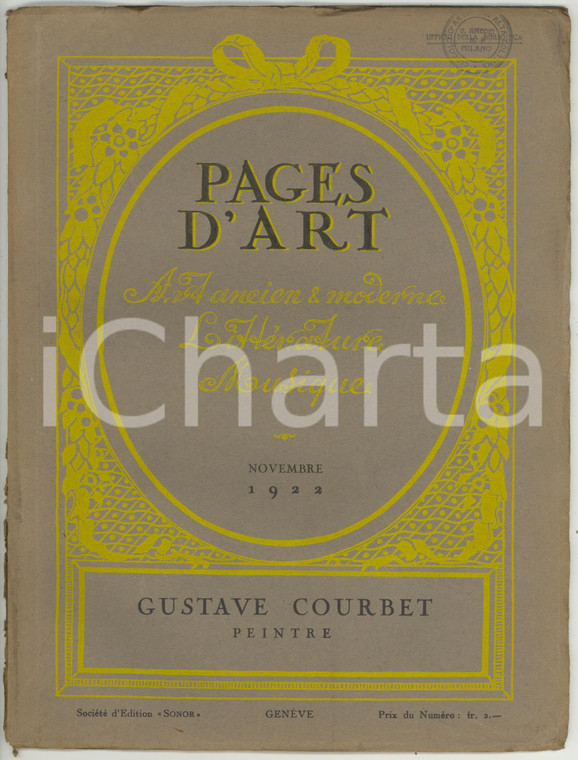 1922 PAGES D'ART Gustave Courbet - Peintre / L'art décoratif au téatre *Novembre