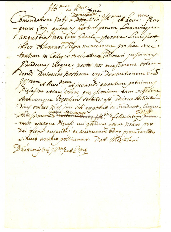 1742 MILANO COLLEGIO ELVETICO Accettazione Georg LÖWY di SION - Canton VALLESE