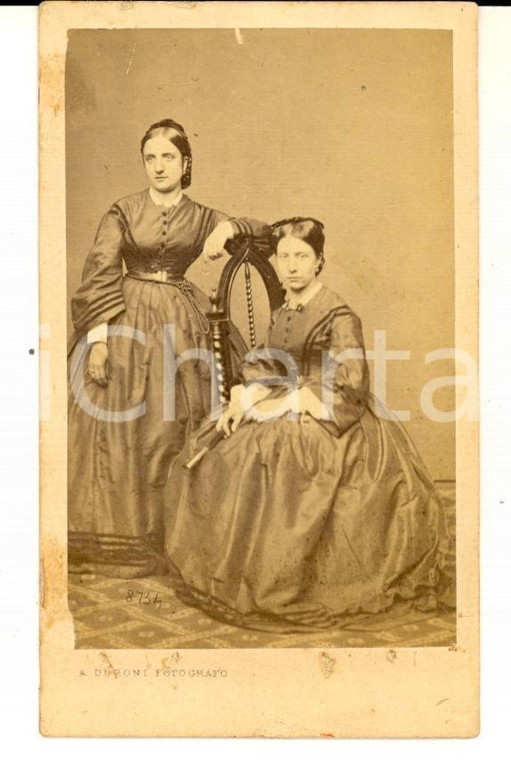 1865 ca MILANO Ritratto di due giovani sorelle - Foto A. DURONI CDV