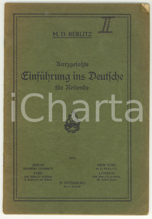 1913 Maximilian BERLITZ Kurzefasste Einführung ins Deutsche für Reisende