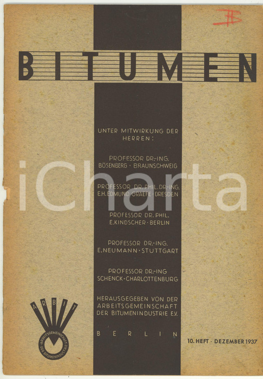 1937 BERLIN BITUMEN Bücher- und Zeitschriftenschau - Rivista anno 7 n° 10