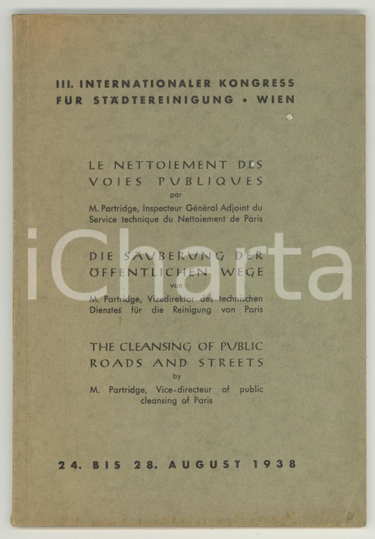 1938 WIEN III Kongress für Städtereinigung - Cleansing public roads and streets
