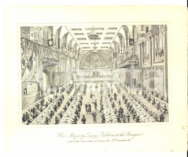 1837 LONDON Her Majesty Queen Victoria at the Banquet given by the Corporation