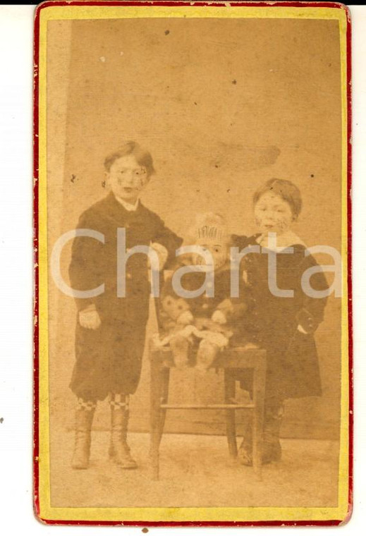 1879 TORINO Ritratto dei fratelli BRUNI bambini *Foto VINTAGE CDV 