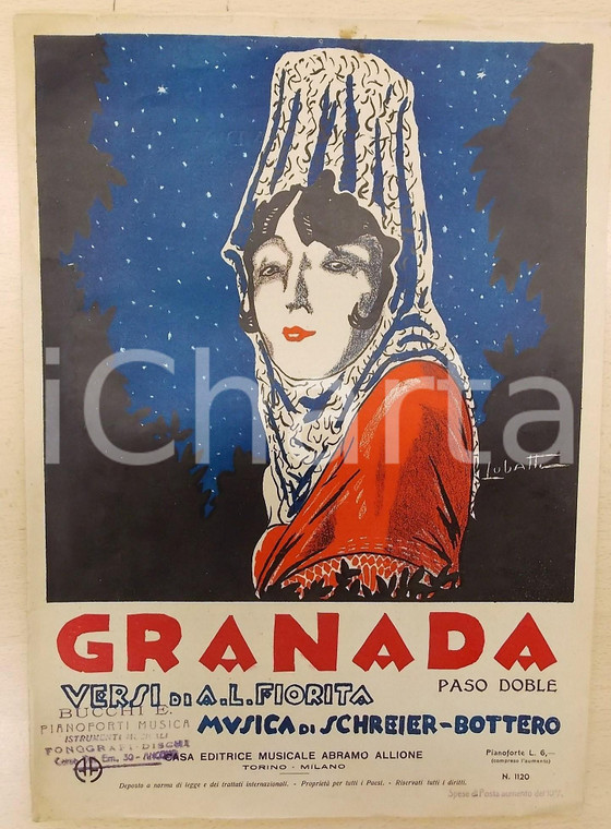 1930 ca SCHREIRER - BOTTERO Granada: Paso doble - Versi A. L. FIORITA *Spartito