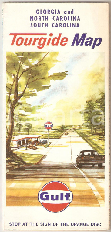 1964 GULF OIL CORPORATION Tourgide map GEORGIA North and South Carolina