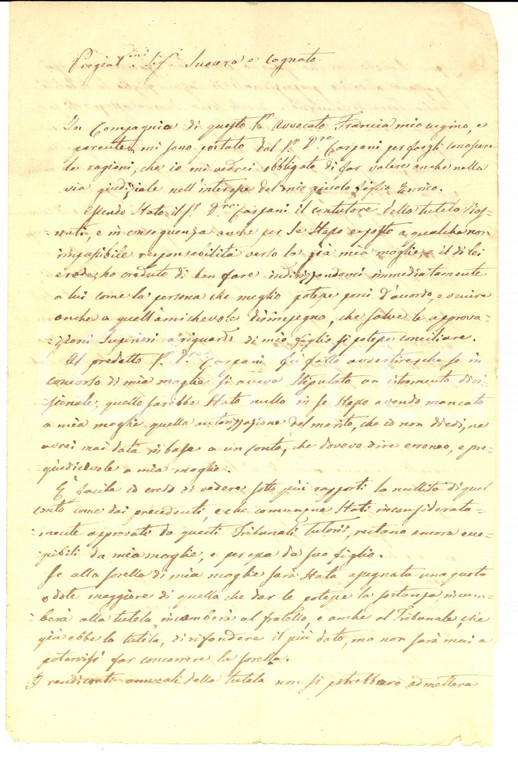 1861 MILANO Famiglia FRANCIA Lettera per tutela degli interessi di un orfano