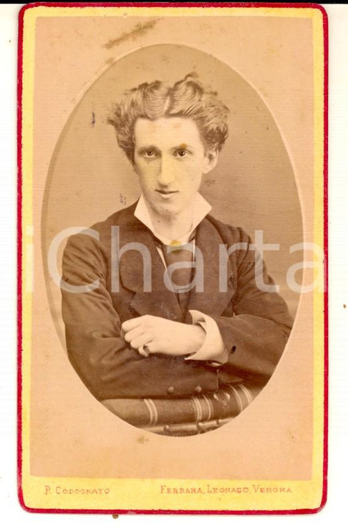 1880 ca VERONA Ritratto di Adolfo KRAUS a 18 anni *Foto CODOGNATO CDV