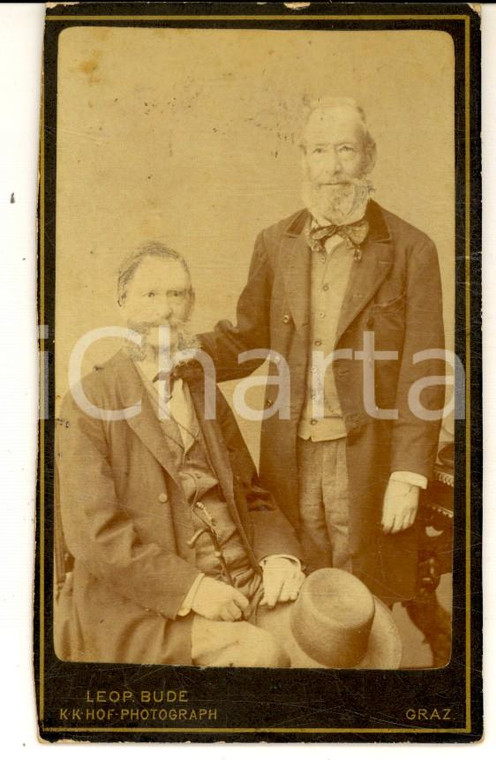 1880 ca GRAZ Ritratto di due anziani fratelli *Foto Leopold BUDE CDV