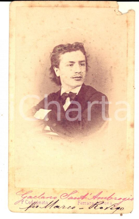 1870 ca VERONA Ritratto del fotografo Gaetano SANT'AMBROGIO - Foto CODOGNATO CDV