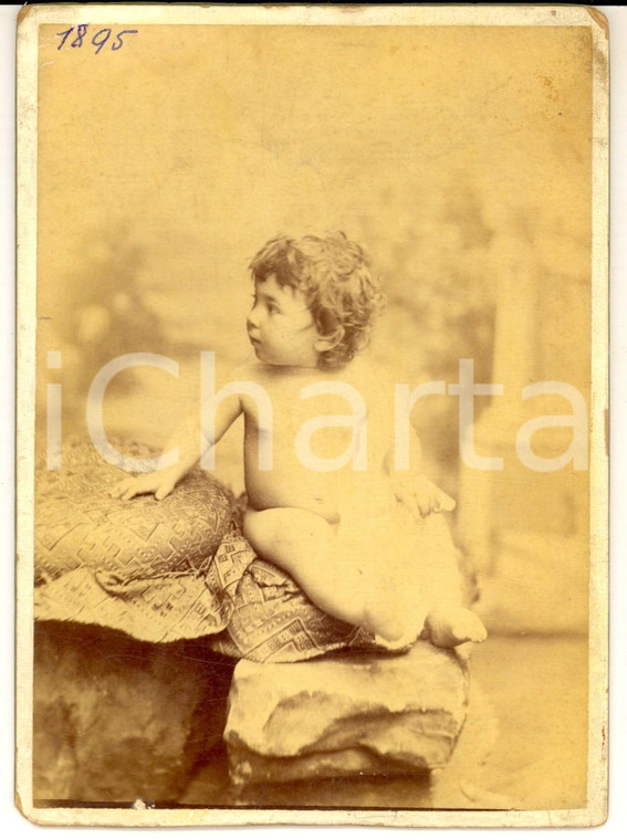 1895 MILANO Ritratto di bambino a un anno - Fotografia Enrico ABENI 11x14